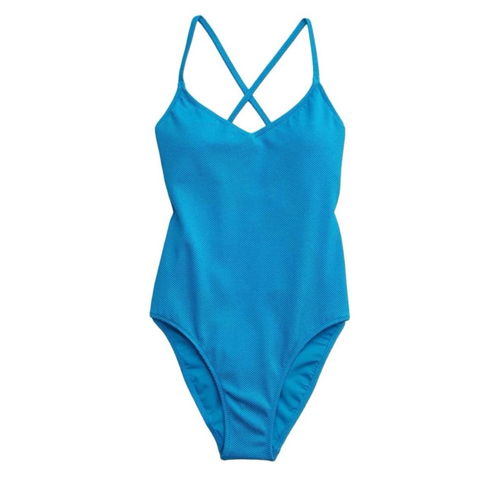 Aerie Real Good Shine Pique Strappy Back One Piece Swimsuit size medium